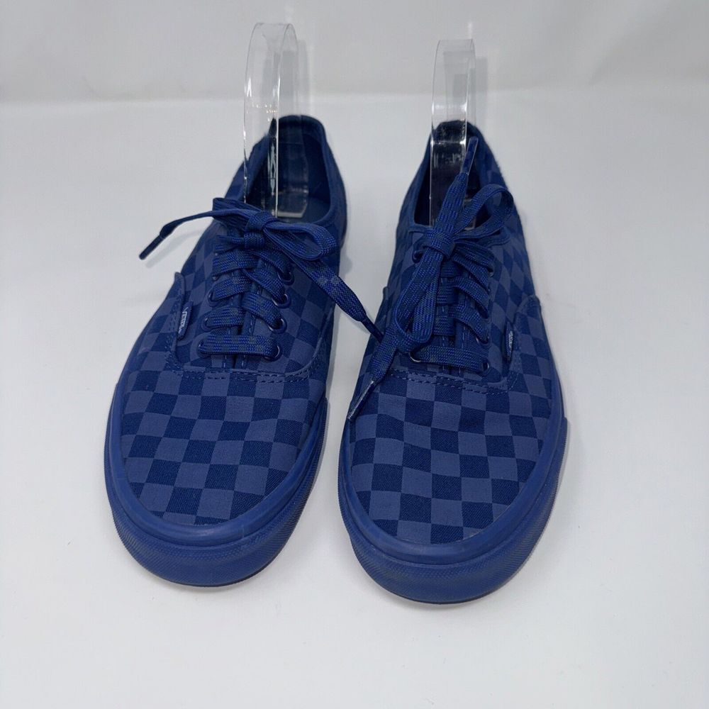 Vans Tonal Blue Checkerboard Lace Up Sneakers US Women's 10.5 Men's 9 Low Top